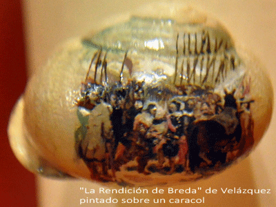 La Rendición de Breda de Velázquez pintado sobre un caracol